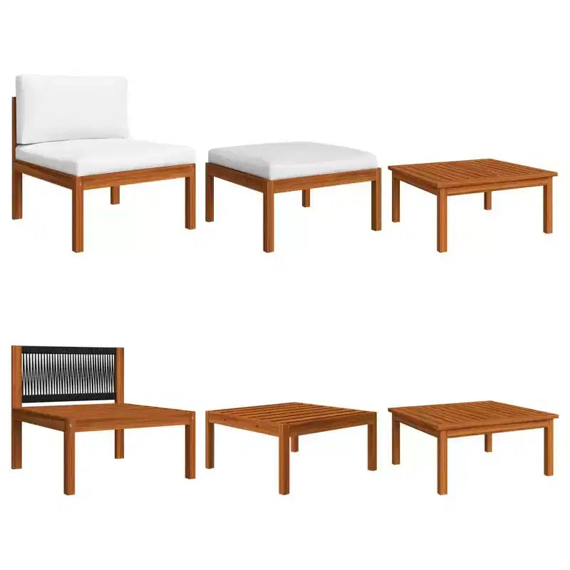 vidaXL 8 Piece Lounge Set - Solid Acacia Wood with Cream Cushions - Weather Resistant, Easy Clean - Ideal for Garden, Patio and Living Room