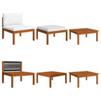 vidaXL 8 Piece Lounge Set - Solid Acacia Wood with Cream Cushions - Weather Resistant, Easy Clean - Ideal for Garden, Patio and Living Room