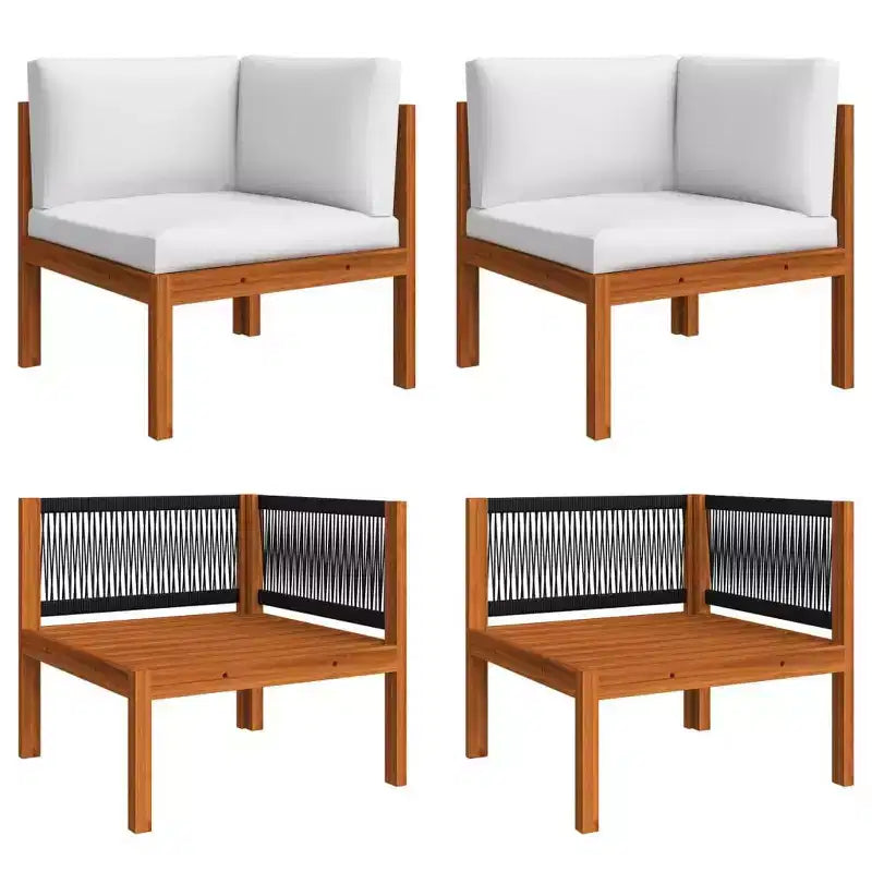 vidaXL 8 Piece Lounge Set - Solid Acacia Wood with Cream Cushions - Weather Resistant, Easy Clean - Ideal for Garden, Patio and Living Room