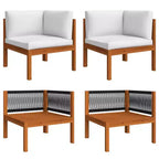 vidaXL 8 Piece Lounge Set - Solid Acacia Wood with Cream Cushions - Weather Resistant, Easy Clean - Ideal for Garden, Patio and Living Room
