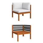 vidaXL Solid Acacia Wood Patio Lounge Set - 6 Piece Outdoor Furniture Set with Cushions, Cream White, Weather-Resistant and Easy Assembly