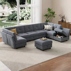 GustoWave 9-Seat Modular Sectional Sofa, Deep Seat Cloud Couch with Reversible Chaise, Chenille L Shaped Couch with Storage
