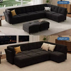 GustoWave 9-Seat Modular Sectional Sofa, Deep Seat Cloud Couch with Reversible Chaise, Chenille L Shaped Couch with Storage