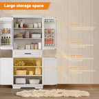 TROPOW 72 Inch Tall Pantry Storage Cabinet, Kitchen Pantry Cabinet with Drawer, Door Shelves, Adjustable Shelves, Large Kitchen Pantry,White