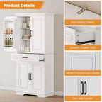 TROPOW 72 Inch Tall Pantry Storage Cabinet, Kitchen Pantry Cabinet with Drawer, Door Shelves, Adjustable Shelves, Large Kitchen Pantry,White
