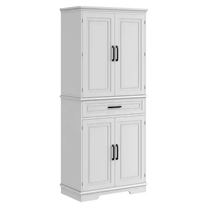 TROPOW 72 Inch Tall Pantry Storage Cabinet, Kitchen Pantry Cabinet with Drawer, Door Shelves, Adjustable Shelves, Large Kitchen Pantry,White