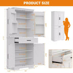 TROPOW 72 Inch Tall Pantry Storage Cabinet, Kitchen Pantry Cabinet with Drawer, Door Shelves, Adjustable Shelves, Large Kitchen Pantry,White