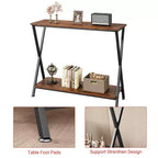Sofa Tables Narrow Long Behind Couch Table, 2-Tier Industrial Entryway Table, Living Room Console Table, Metal Shelf, for Living Room, Foyer, Hallway