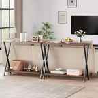 Sofa Tables Narrow Long Behind Couch Table, 2-Tier Industrial Entryway Table, Living Room Console Table, Metal Shelf, for Living Room, Foyer, Hallway