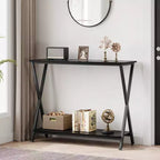 Sofa Tables Narrow Long Behind Couch Table, 2-Tier Industrial Entryway Table, Living Room Console Table, Metal Shelf, for Living Room, Foyer, Hallway