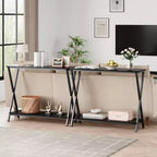 Sofa Tables Narrow Long Behind Couch Table, 2-Tier Industrial Entryway Table, Living Room Console Table, Metal Shelf, for Living Room, Foyer, Hallway
