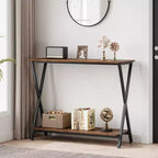 Sofa Tables Narrow Long Behind Couch Table, 2-Tier Industrial Entryway Table, Living Room Console Table, Metal Shelf, for Living Room, Foyer, Hallway