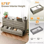 Karl Home Commode à 6 tiroirs en panneaux de particules gris, 150 cm de largeur