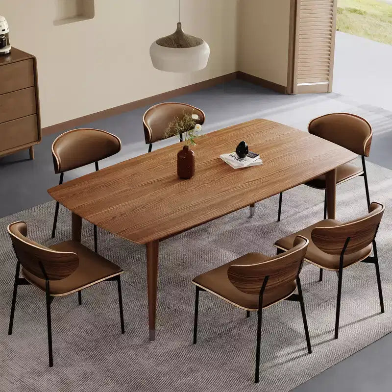 Table de salle à manger et bureau Luck Live Mid-Century Modern 62,9 avec plateau aspect bois et pieds en bois massif