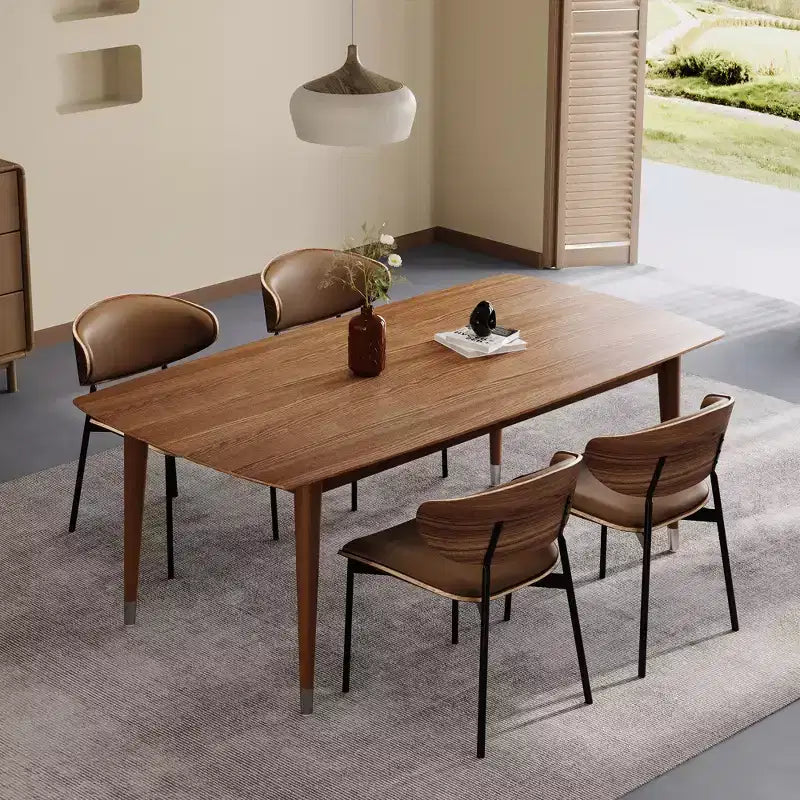 Table de salle à manger et bureau Luck Live Mid-Century Modern 62,9 avec plateau aspect bois et pieds en bois massif