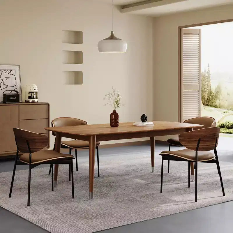 Table de salle à manger et bureau Luck Live Mid-Century Modern 62,9 avec plateau aspect bois et pieds en bois massif