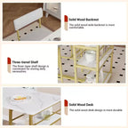 Bar Table Set for 2 with 2 PU Cushion Stools and 3 Storage Shelves, 3 Piece