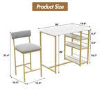 Bar Table Set for 2 with 2 PU Cushion Stools and 3 Storage Shelves, 3 Piece