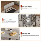 Bar Table Set for 2 with 2 PU Cushion Stools and 3 Storage Shelves, 3 Piece