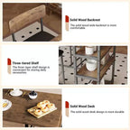 Bar Table Set for 2 with 2 PU Cushion Stools and 3 Storage Shelves, 3 Piece