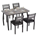 5 Piece Dining Table Set for 4, Space-Saving Kitchen Table with Upholstered Chairs, Modern Angled Corner Design