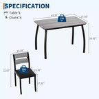 5 Piece Dining Table Set for 4, Space-Saving Kitchen Table with Upholstered Chairs, Modern Angled Corner Design