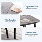 5 Piece Dining Table Set for 4, Space-Saving Kitchen Table with Upholstered Chairs, Modern Angled Corner Design