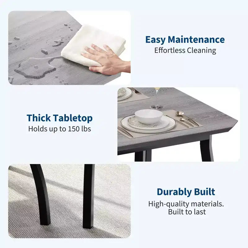 5 Piece Dining Table Set for 4, Space-Saving Kitchen Table with Upholstered Chairs, Modern Angled Corner Design