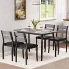 5 Piece Dining Table Set for 4, Space-Saving Kitchen Table with Upholstered Chairs, Modern Angled Corner Design