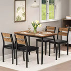 5 Piece Dining Table Set for 4, Space-Saving Kitchen Table with Upholstered Chairs, Modern Angled Corner Design