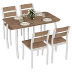 5 Piece Dining Table Set for 4, Space-Saving Kitchen Table with Upholstered Chairs, Modern Angled Corner Design