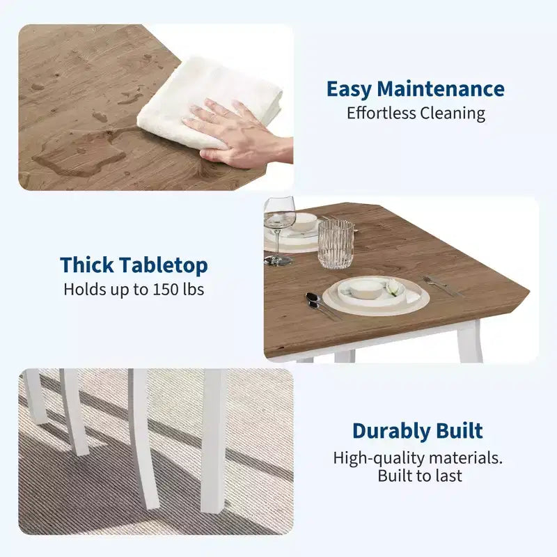 5 Piece Dining Table Set for 4, Space-Saving Kitchen Table with Upholstered Chairs, Modern Angled Corner Design