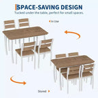 5 Piece Dining Table Set for 4, Space-Saving Kitchen Table with Upholstered Chairs, Modern Angled Corner Design