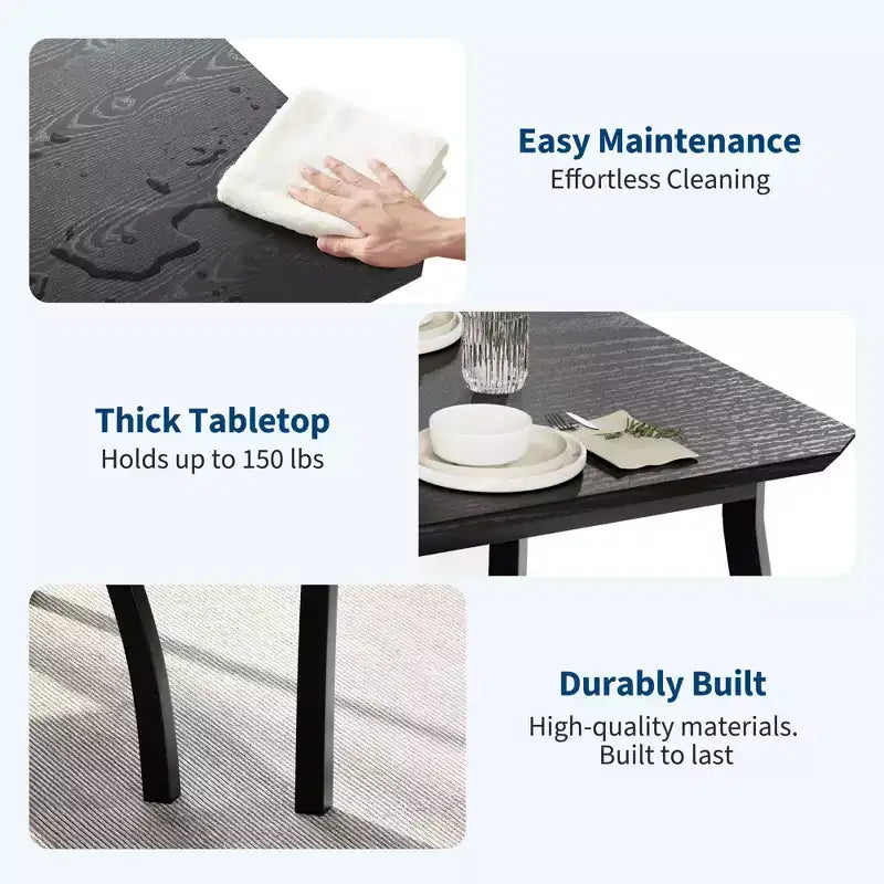 5 Piece Dining Table Set for 4, Space-Saving Kitchen Table with Upholstered Chairs, Modern Angled Corner Design