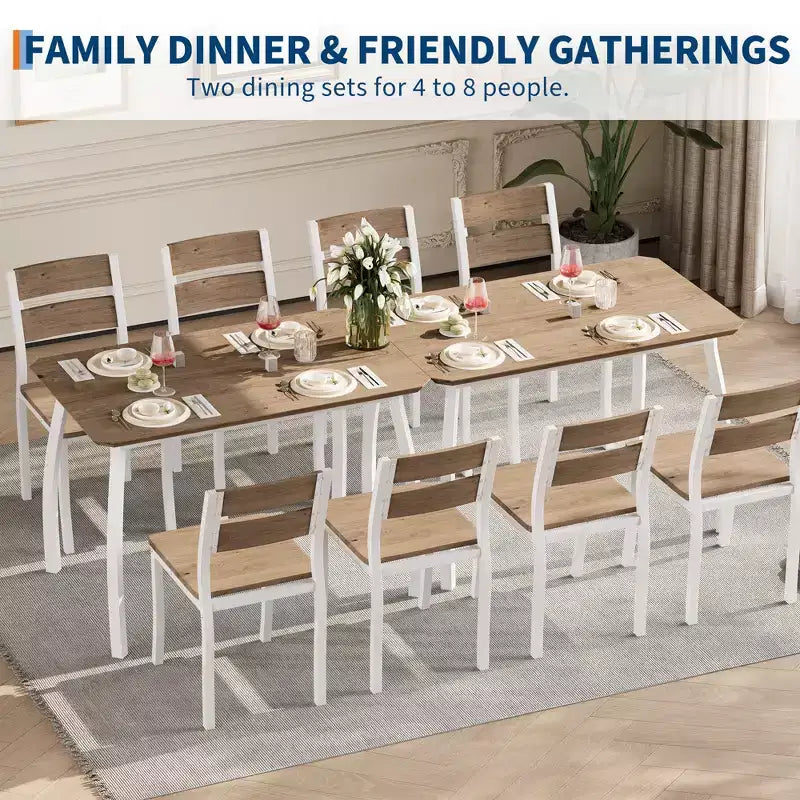 5 Piece Dining Table Set for 4, Space-Saving Kitchen Table with Upholstered Chairs, Modern Angled Corner Design