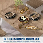 5 Piece Dining Table Set for 4, Space-Saving Kitchen Table with Upholstered Chairs, Modern Angled Corner Design