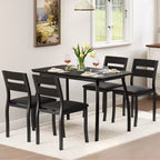 5 Piece Dining Table Set for 4, Space-Saving Kitchen Table with Upholstered Chairs, Modern Angled Corner Design