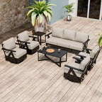 EAGLE PEAK Urban Slate 7 Piece Modern Outdoor Patio Furniture Set, Couch, Patio Chairs, Coffee Table, and Side Table