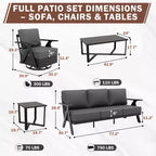 EAGLE PEAK Urban Slate 5 Piece Modern Outdoor Patio Furniture Set, Couch, Swivel Chairs, Coffee Table, and Side Table