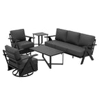 EAGLE PEAK Urban Slate 5 Piece Modern Outdoor Patio Furniture Set, Couch, Swivel Chairs, Coffee Table, and Side Table