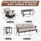 EAGLE PEAK Urban Slate 5 Piece Modern Outdoor Patio Furniture Set, Couch, Swivel Chairs, Coffee Table, and Side Table