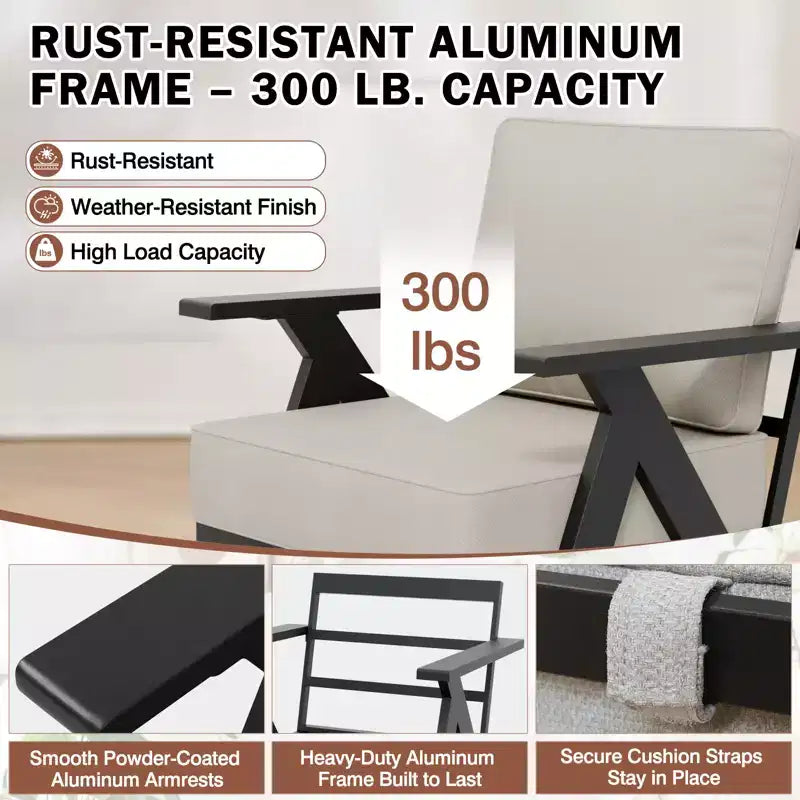 EAGLE PEAK Urban Slate 5 Piece Modern Outdoor Patio Furniture Set, Couch, Swivel Chairs, Coffee Table, and Side Table