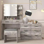 Grande coiffeuse grise avec lumières