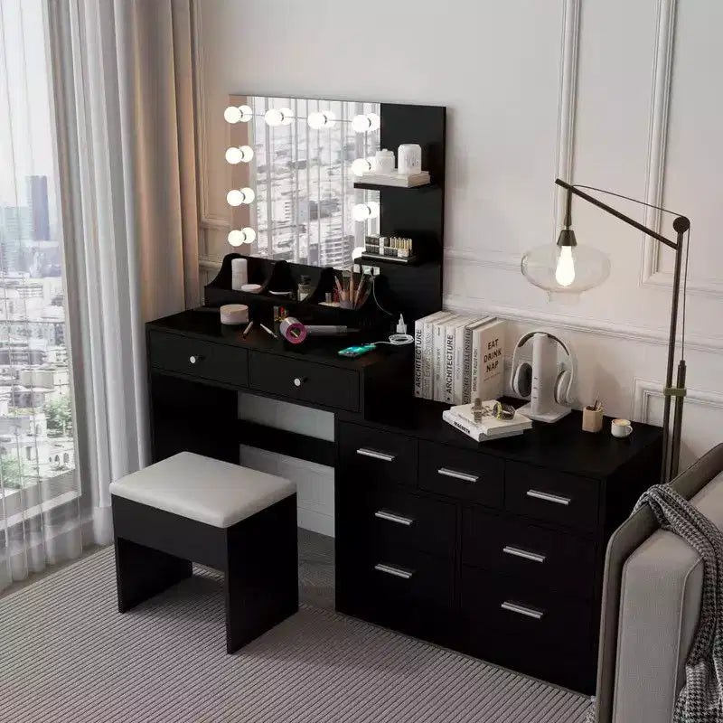 Grande coiffeuse grise avec lumières