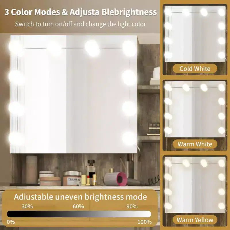 Grande coiffeuse grise avec lumières