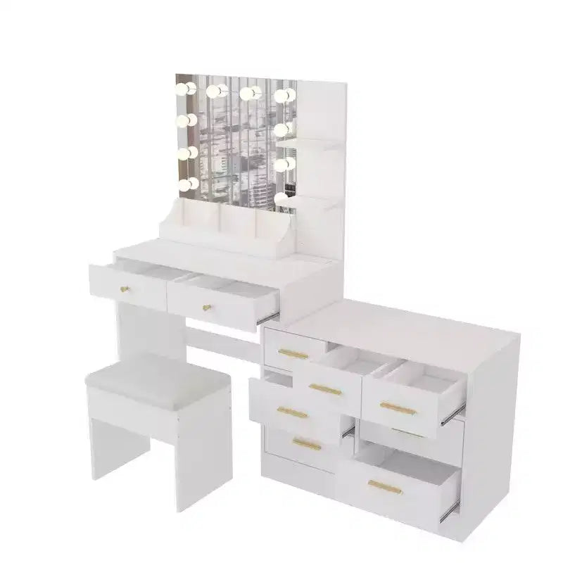 Grande coiffeuse grise avec lumières