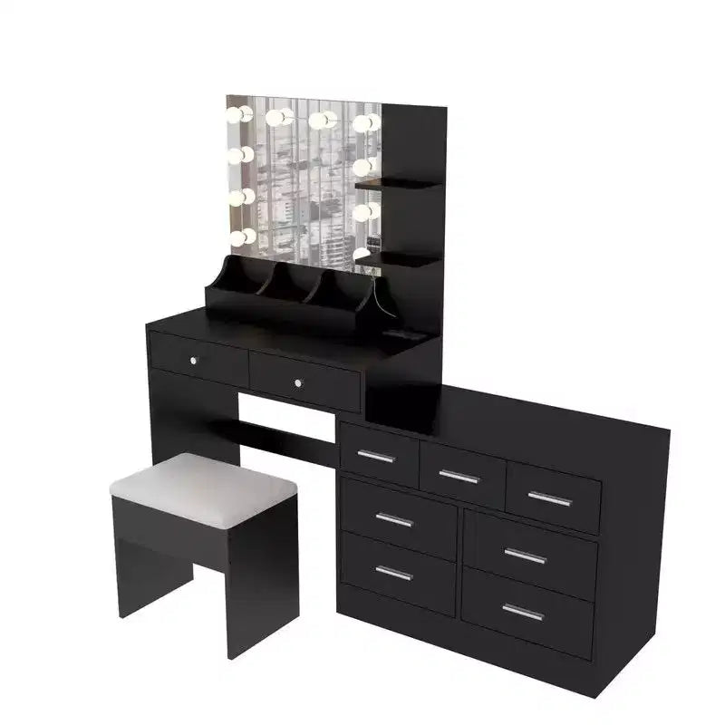 Grande coiffeuse grise avec lumières