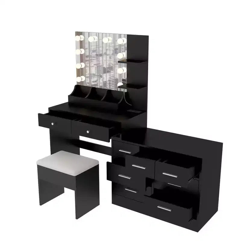 Grande coiffeuse grise avec lumières