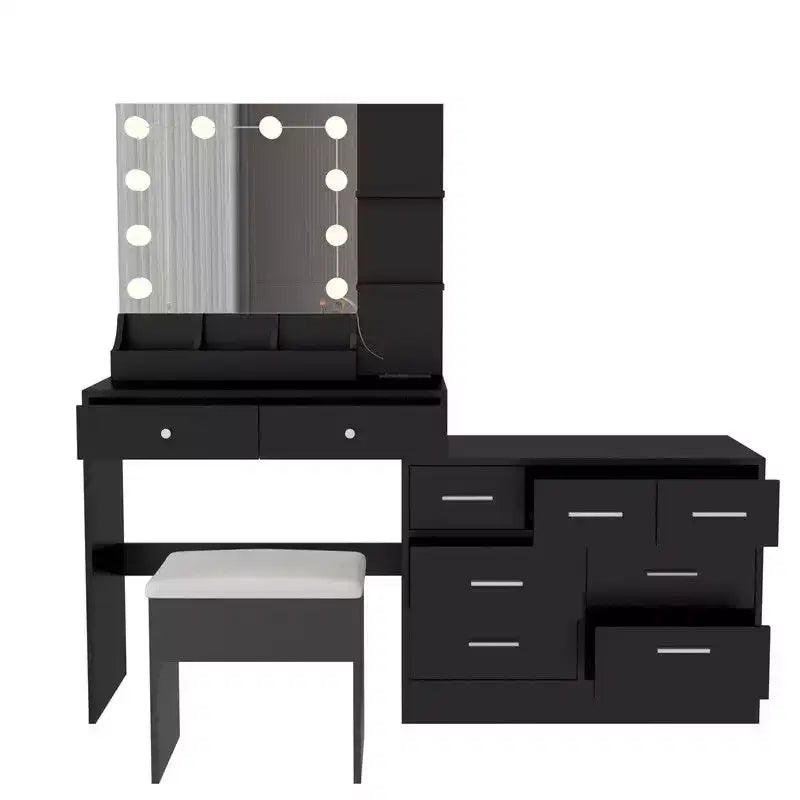 Grande coiffeuse grise avec lumières