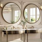 BEAUTYPEAK Round Wall Mirror 24x24 Antique Beaded Resin Frame Vanity Mirror